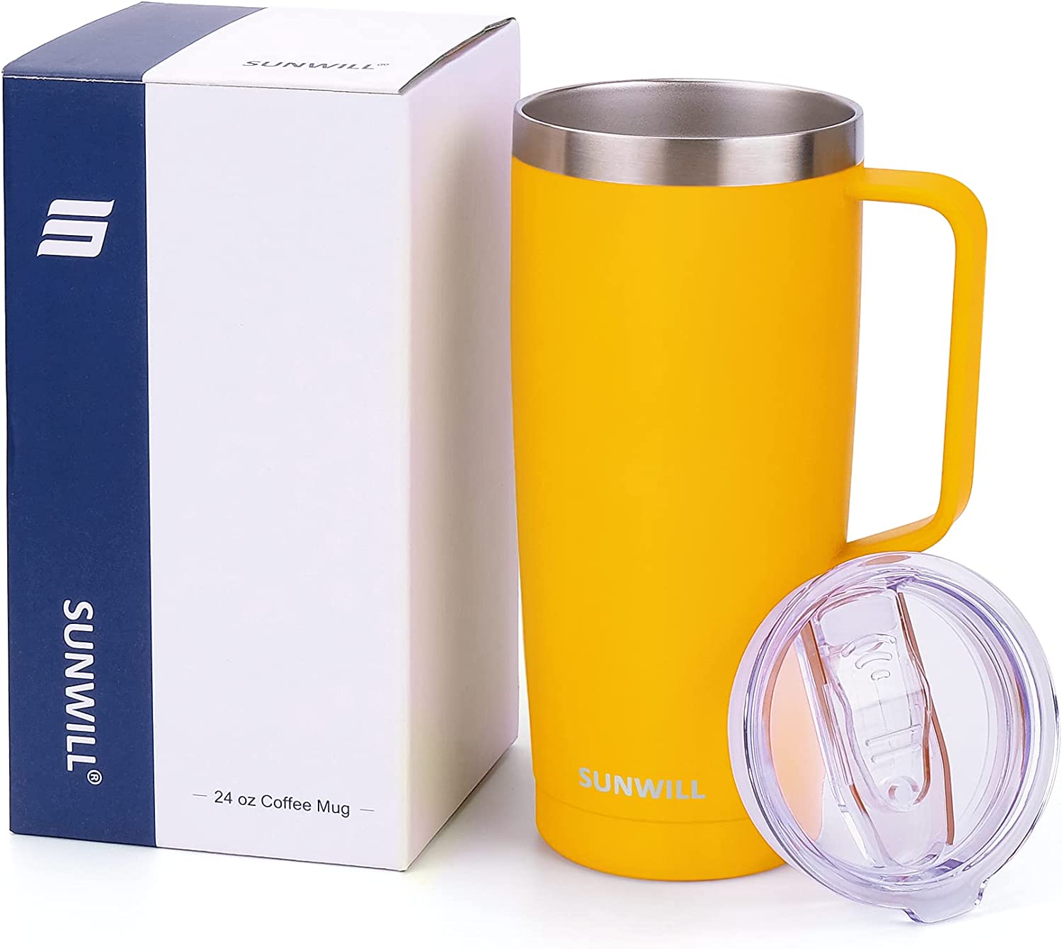  SUNWILL 14 oz Coffee Mug, Vacuum Insulated Camping Mug with  Lid, Double Wall Stainless Steel Travel Tumbler Cup, Coffee Thermos  Outdoor, Powder Coated Navy Blue : Home & Kitchen