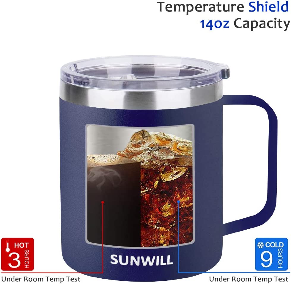 SUNWILL 14 oz Coffee Mug, Vacuum Insulated Camping Mug with Lid, Double  Wall Stainless Steel Travel …See more SUNWILL 14 oz Coffee Mug, Vacuum