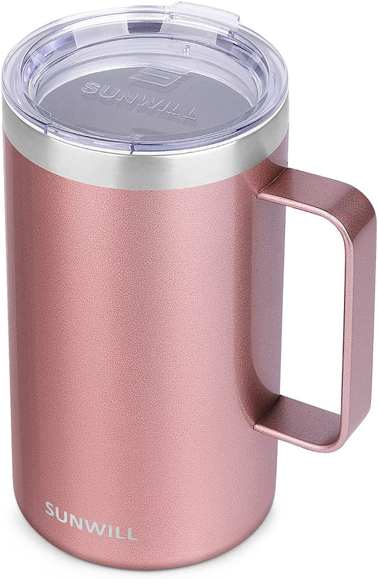 Coffee Mug Cup with Handle, 12 oz Stainless Steel Double Wall Vacuum  Insulated Tumbler with Lid, Reusable and Durable Travel Insulated Coffee  Cup